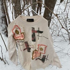 Vintage 90s Wearable Art Embellished Sweater Womens Large